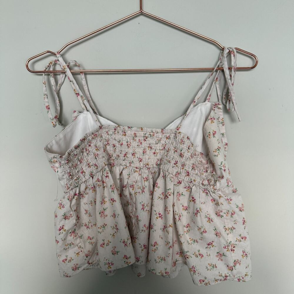 Womens Coquette Babydoll Top Large Floral Bow Shoulder Tie Shabby Chic Milkmade - Picture 6 of 6